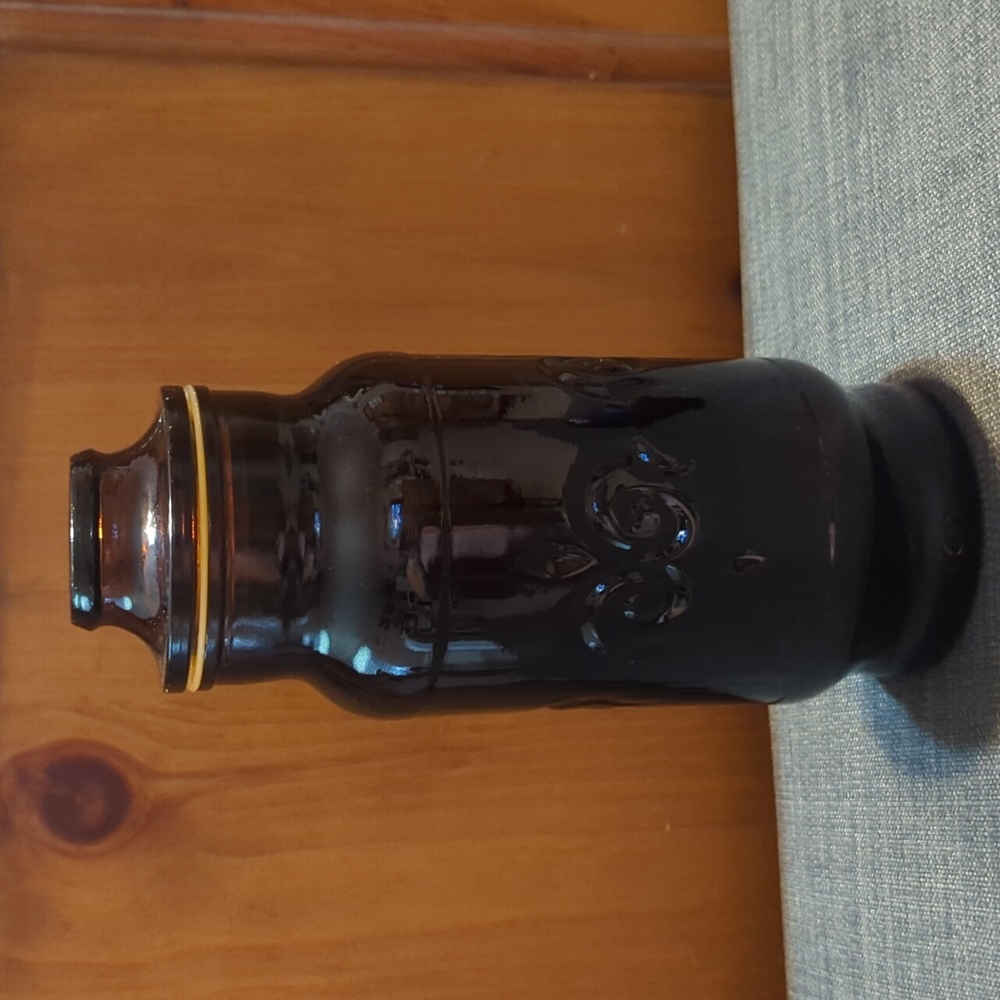 Vintage Borden Brown Glass Apothecary Jar Embossed Floral‎ Decor Storage